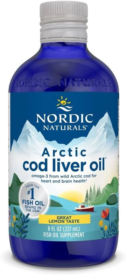Nordic Naturals Arctic Cod Liver Oil, Lemon - 8 oz - 1060 mg Total Omega-3s with EPA & DHA - Heart & Brain Health, Healthy...