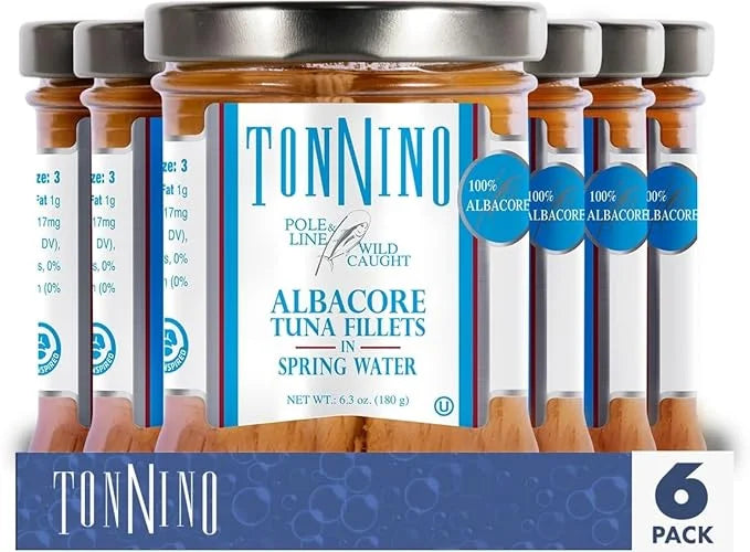 Tonnino Albacore Tuna in Water 6.3 oz - Premium 6-Pack Omega-3 Rich, High Protein, Gluten-Free, Ready-to-Eat Tuna Packets ...