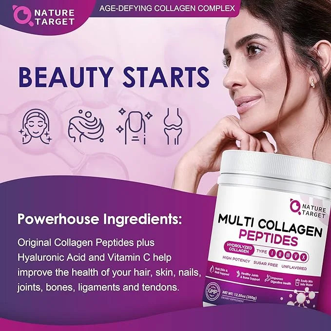 NATURE TARGET Multi Collagen Peptides Powder 35 Servings
