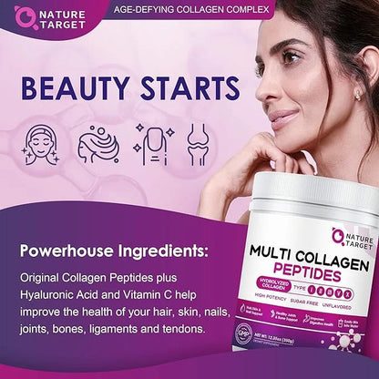NATURE TARGET Multi Collagen Peptides Powder 35 Servings