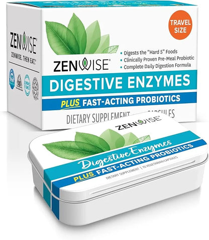 Zenwise Health Digestive Enzymes and Bromelain for Gut Health - Probiotic Multi Enzymes with Prebiotics and Probiotics for...