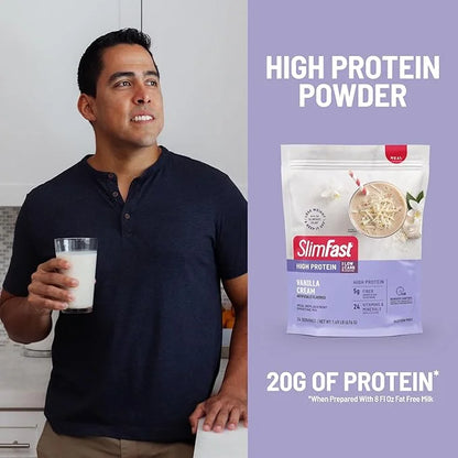 SlimFast High Protein Meal Replacement Powder, 26 Servings, Advanced Nutrition Smoothie Mix with Vitamin and Mineral Blend...