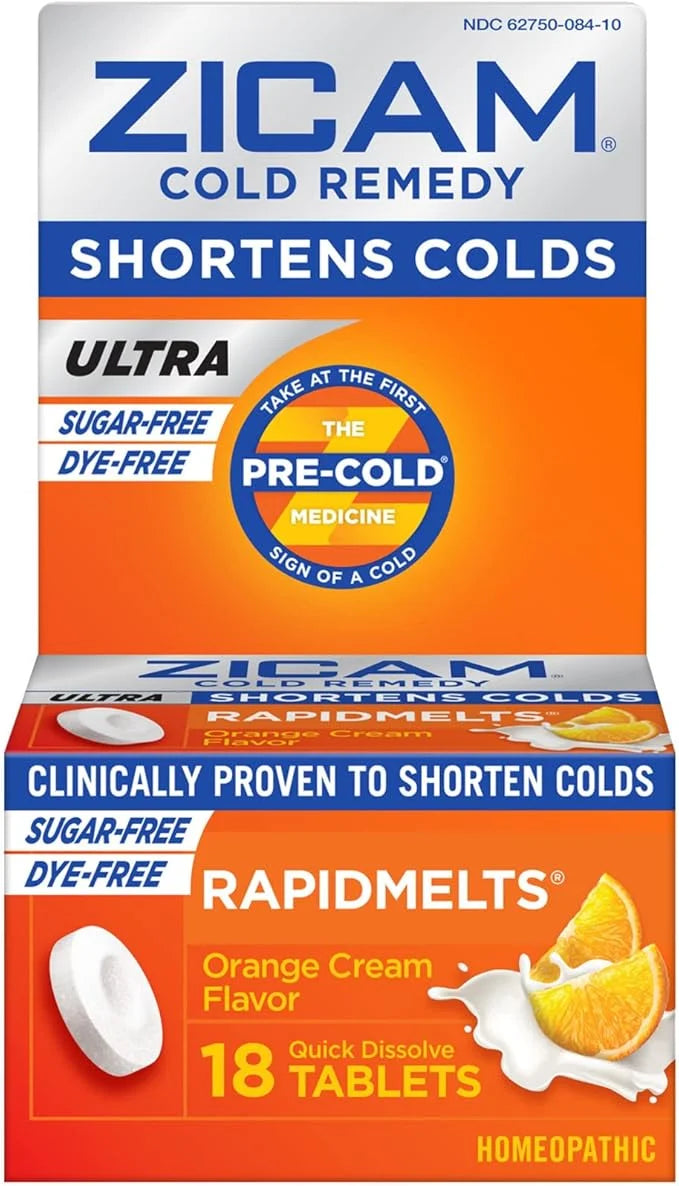 Zicam Ultra Cold Remedy Zinc Rapidmelts, Orange Cream Flavor, Homeopathic, Cold Shortening Medicine, Shortens Cold Duratio...