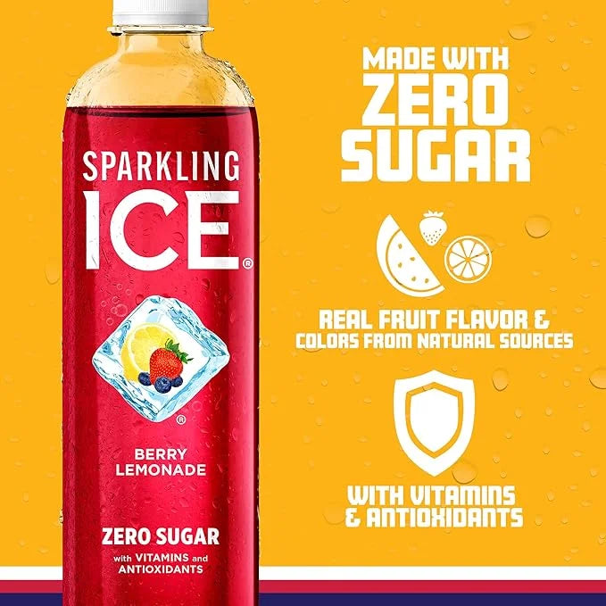 Sparkling Ice, Berry Lemonade Sparkling Water, Zero Sugar Flavored Water, with Vitamins and Antioxidants, Low Calorie Beve...