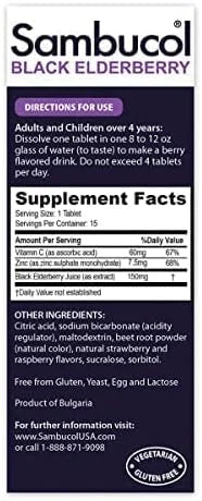 Sambucol Black Elderberry Tablets with Vitamin 15 Tablets