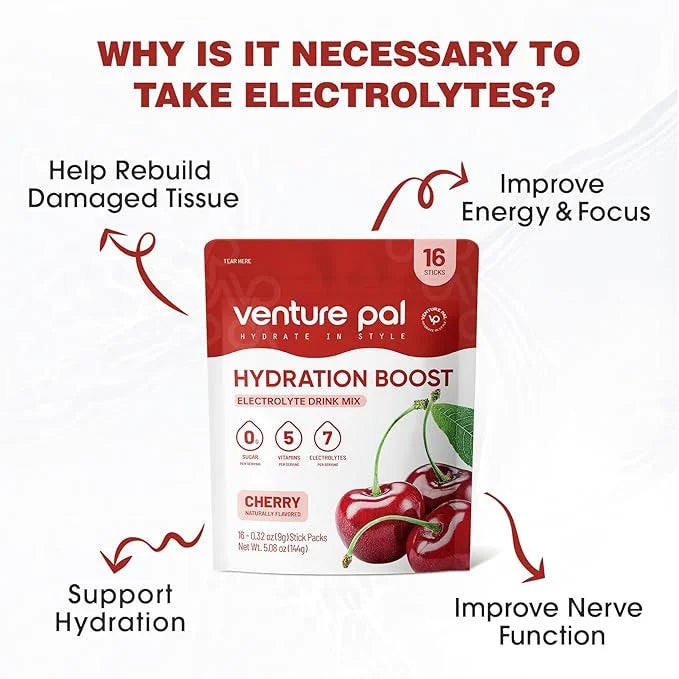 Venture Pal Sugar Free Electrolyte Powder Packets - Liquid Daily IV Drink Mix for Rapid Hydration & Party Recovery | 5 Vit...