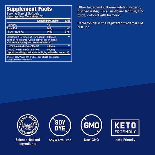 Bulletproof Sleep Mode Softgels, 60 Count, Supplement with Brain Octane C8 MCT Oil to Support Sleep - Product Image