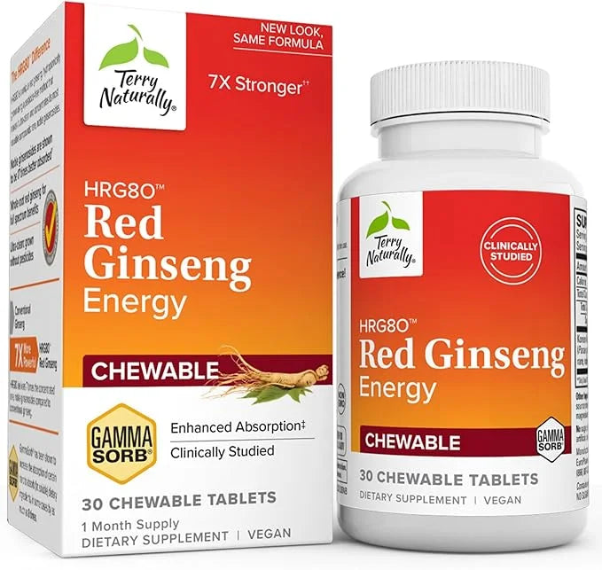 Terry Naturally HRG80 Red Ginseng Energy 30 Chewable HRG80 - 30 Servings