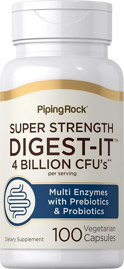 Piping Rock Digestive Enzymes with Probiotics 100 Capsules 14 Probiotic 4 Billion