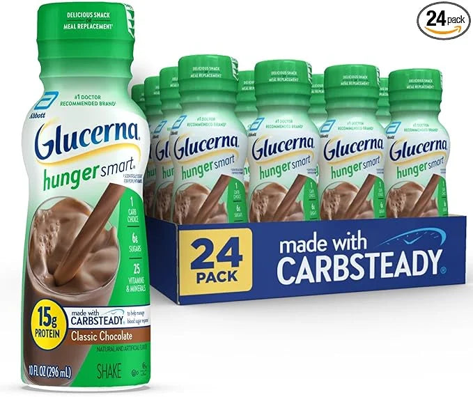 Glucerna Hunger Smart Shake, Diabetic Drink to Support Blood Sugar Management, 15g Protein, 180 Calories, Classic Chocolat...