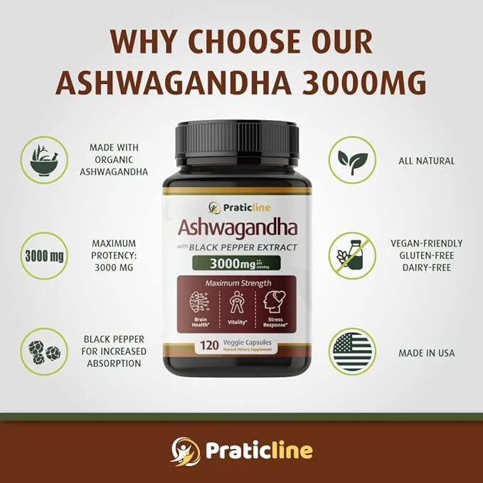 Ashwagandha Capsules 3,000 mg 120 Vegan