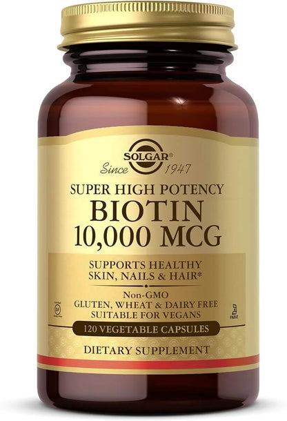 Solgar Biotin 10,000 mcg, 120 Vegetable Capsules 120 Servings
