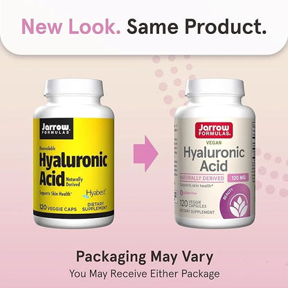 Jarrow Formulas® Hyaluronic Acid 120 mg, Dietary Supplement, Skin Health Support, 120 Veggie Capsules, Up to 60 Day Supply...