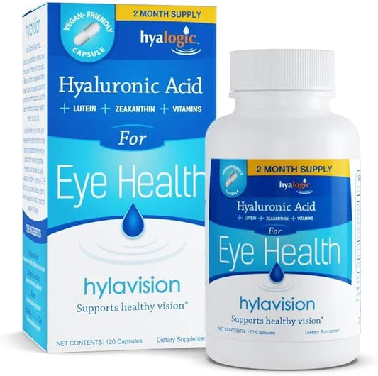 Hyalogic HylaVision Eye Health Supplement - Hyaluronic Acid, Lutein and Zeaxanthin Supplements – Contains Eye Vitamins A, ...