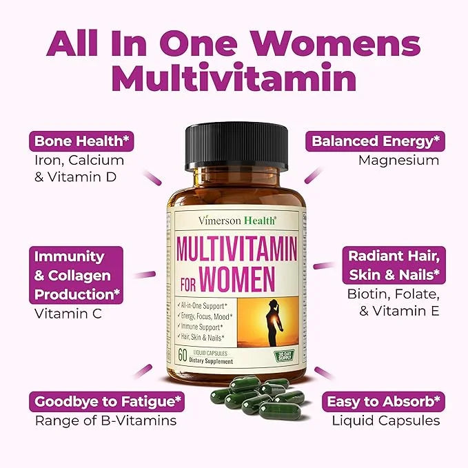 Multivitamin for Women - Daily Womens Multivitamin & Multimineral with Vitamin A, C, D, E, B12, Zinc, Iron. Vitamins for W...