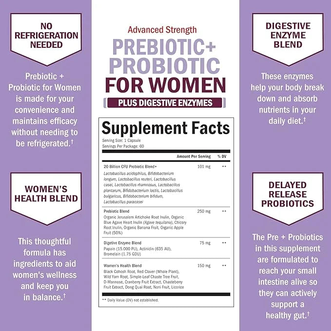 Prebiotics and Probiotics for Women 60 Count