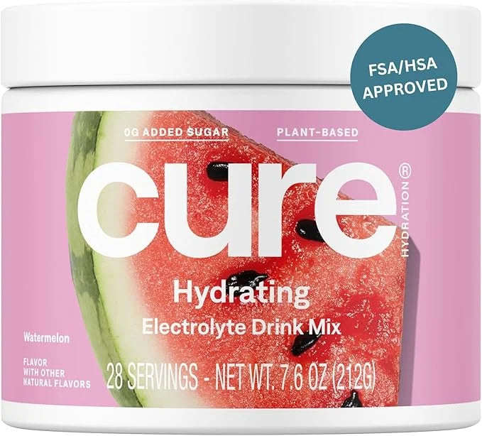 Cure Hydration | Plant-Based Electrolyte Drink Mix | No Added Sugar | FSA & HSA | Dehydration Relief Powder Made with Coco...