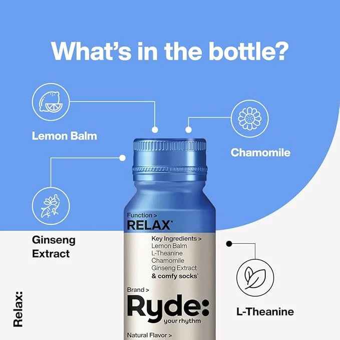 Ryde: Relax Shot 0 Calories, 0 Sugar 2 FL (8 Pack)
