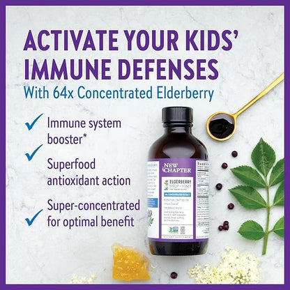 New Chapter Elderberry Kids Syrup, Advanced 2+, 64x 64x Concentrated 4 Fl