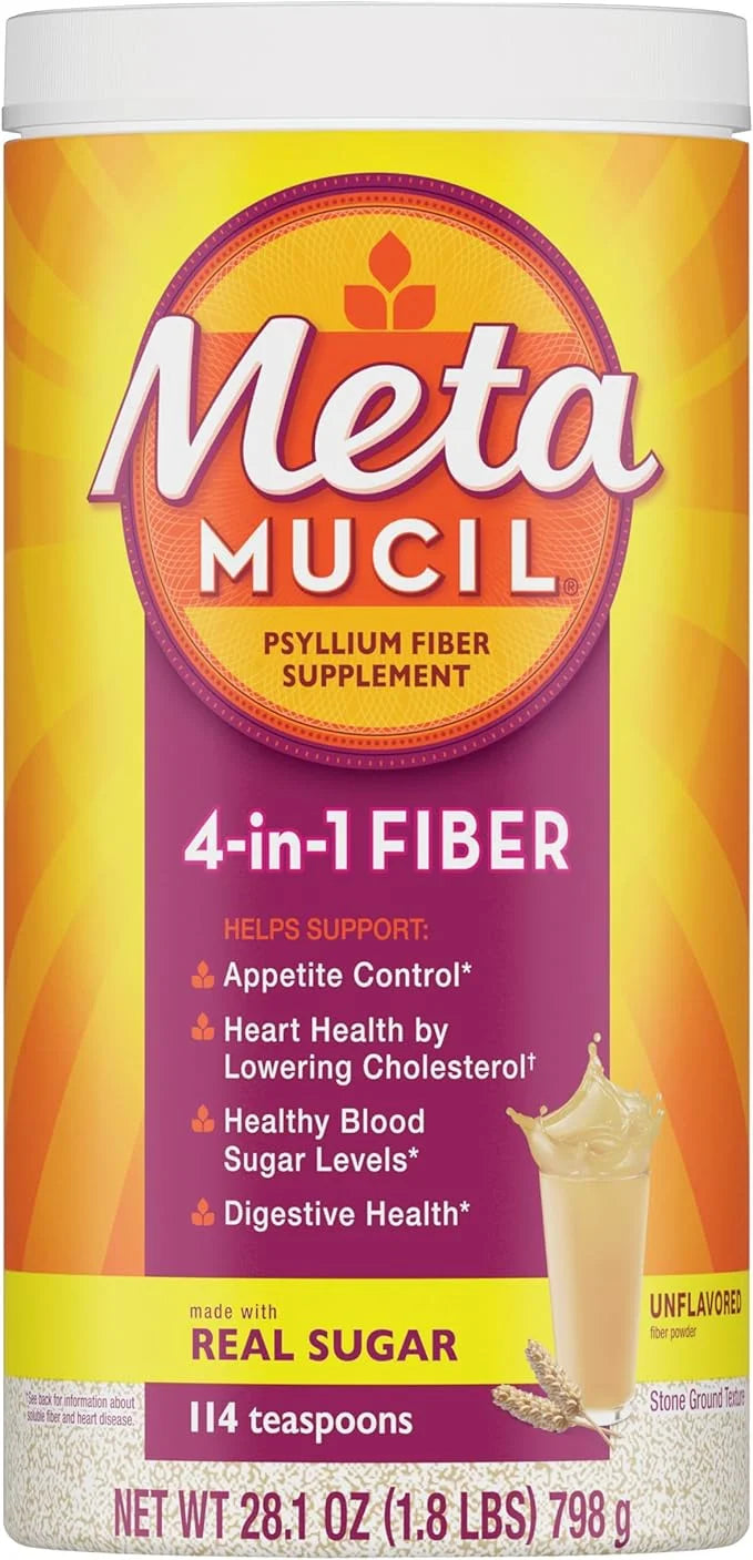 Metamucil, Daily Psyllium Husk Powder Supplement 4-in-1 Fiber 114 Servings
