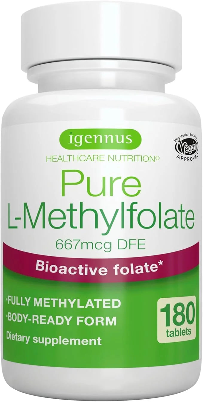 Pure Folate 400mcg, Optimized Methylfolate, Clean 180 Small