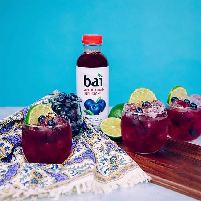 Bai Flavored Water, Brasilia Blueberry, Antioxidant Infused Drinks, 18 Fluid Ounce Bottle (Pack of 12) - Product Image