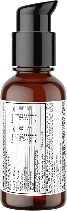 Codeage Liposomal Curcumin Phytosome Liquid Supplement, Turmeric Curcumin Vegan Liquid Drops, Plant-Based Curcuma Longa Dr...