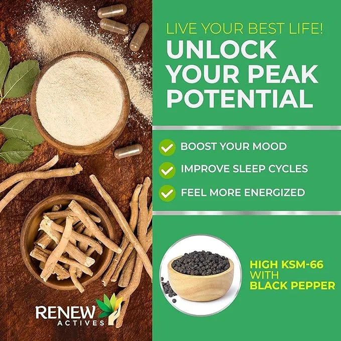 Renew Actives Ashwagandha KSM-66 Capsules 60 Capsules