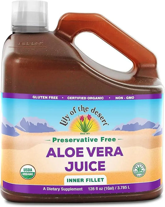 Lily of the Desert Aloe Vera Juice - Organic, Preservative-Free Inner Fillet Aloe Vera Drink with Natural Digestive Enzyme...