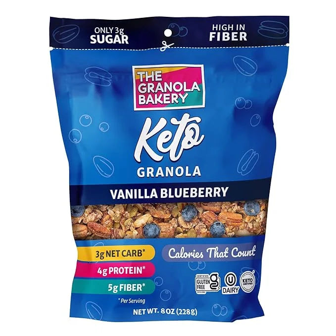 TGB Blueberry Granola Cereal, Keto Friendly Snack, No Added Sugar, Gluten Free, High Fiber, 8oz Resealable Bag (Pack of 1)...