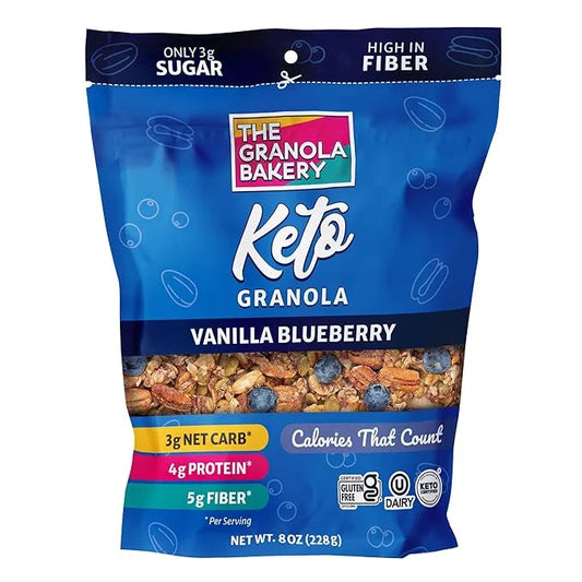 TGB Blueberry Granola Cereal, Keto Friendly Snack, No Added Sugar, Gluten Free, High Fiber, 8oz Resealable Bag (Pack of 1)...