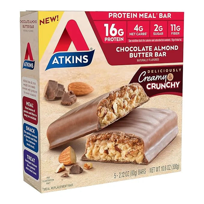 Atkins Soft Baked Energy Bars, Blueberry, 15g Protein,2g Sugar, Excellent Source of Fiber, Low Carb, 4 Packs (5 Bars Each)...