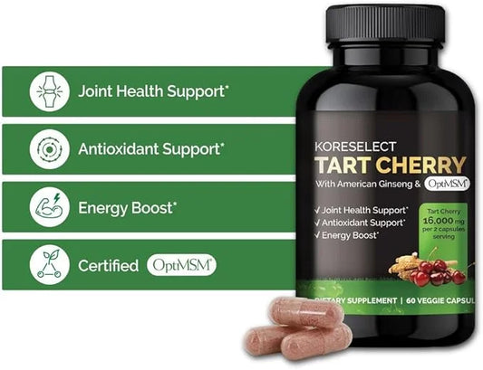 Tart Cherry Extract Capsules 16,000mg, MSM 60 Vegan