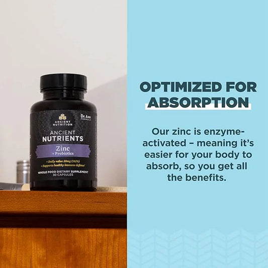 Probiotics and Zinc Supplement by Ancient Nutrition, Supports Healthy Immune System and Gut Health, Made Without GMOs, Sup...
