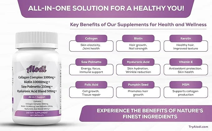 Super Collagen 1000mg, Biotin 10000mcg, Keratin 250mg, Hyaluronic 500mg -