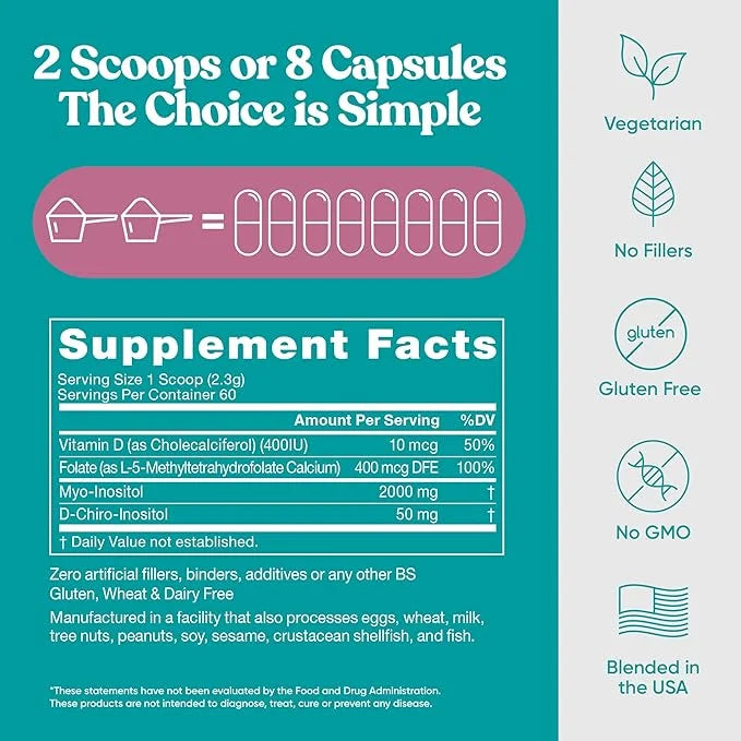 Eu Natural Regulate MAX Myo-Inositol & D-Chiro Inositol Supplement Powder for Women with Vitamin D & Folate PCOS Nutrition...