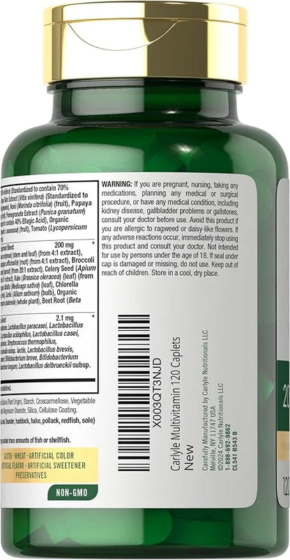 Carlyle Fruits and Veggies Supplement | 120 Count | Superfood Multivitamin with Probiotics | Made with 20 Fruits and Veget...