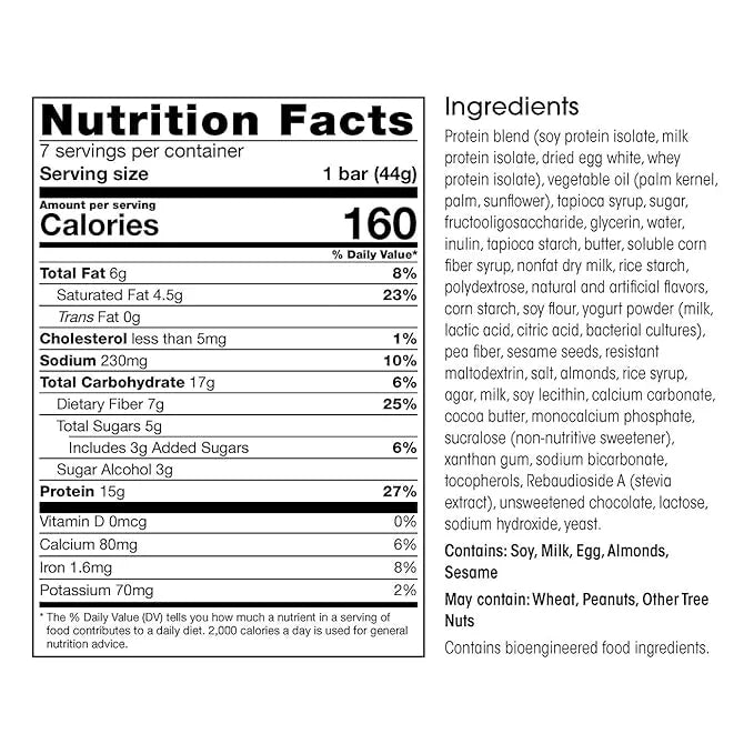 WonderSlim Protein & Fiber Bar, Salted Toffee Pretzel, 15g Protein, 7g Fiber, Gluten Free (7ct) - Product Image