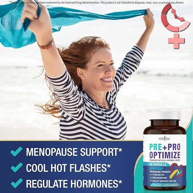 NEW AGE Pro Optimize Probiotics for Women, Menopause, Digestive Health - Relief for Bloating, Hot Flashes, Joint Support, ...