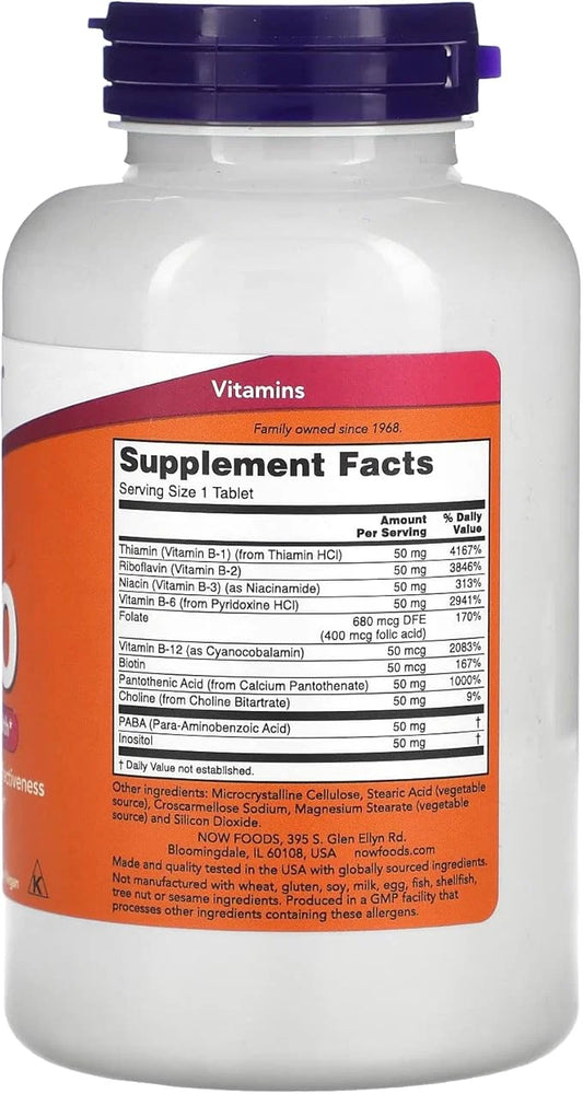 NOW Supplements, Vitamin B-50 mg, Energy 250 Tablets