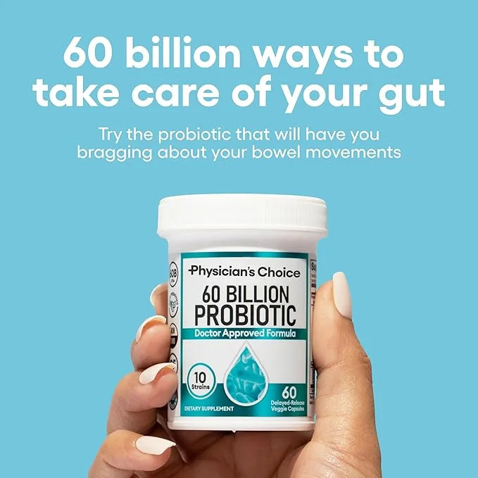 Physician's CHOICE Probiotics 60 Billion CFU - 10 Strains + Organic Prebiotics - Immune, Digestive & Gut Health - Supports...