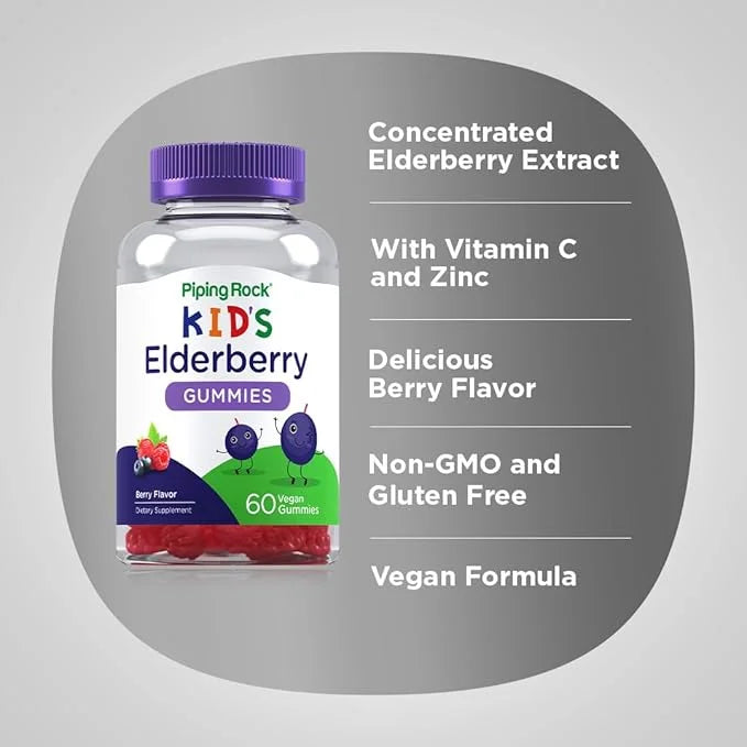Piping Rock Kids Elderberry Gummy Vitamins 60 Gummies