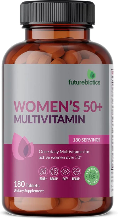 Futurebiotics Women's 50+ Multivitamin Once Daily 50, NON-GMO, 180 Tablets