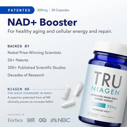 TRU NIAGEN Patented NAD Supplement for Anti Aging and Cell Regeneration, 300mg Niagen, 30 Servings | Supports Cellular Ene...