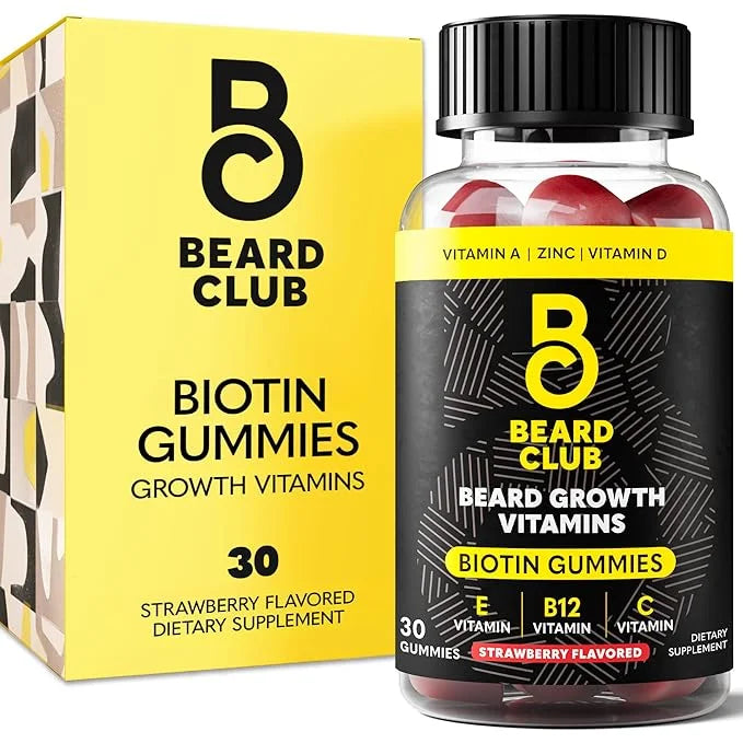 The Beard Club Biotin Beard Growth Vitamin Gummies - Beard and Hair Supplement for Men - Vitamins B12, E, & C to Support a...