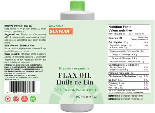 Canadian Organic Flaxseed Oil - 100% Pure, Cold presss, Unrefined, Non-GMO-Saskatchewan Harvest - Essential Fatty Acids fo...
