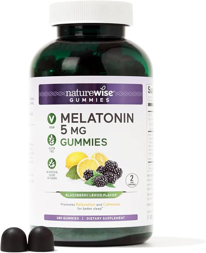 NatureWise Melatonin Gummies 5mg + 180 Gummies[3-Month Gummies[3-Month Supply]
