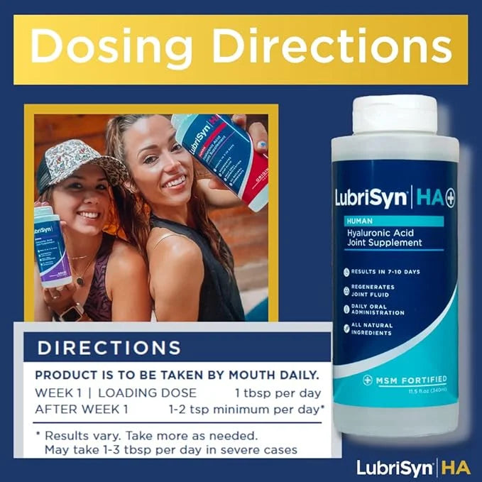 Lubrisyn HA with MSM - Proprietary Vegan Joint Relief Edible Supplement Made in USA for Humans - 30 Day Supply of Liquid H...