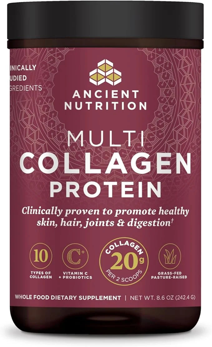 Ancient Nutrition Hydrolyzed Collagen Peptides Powder with Probiotics, Unflavored Multi Collagen Protein for Women and Men...