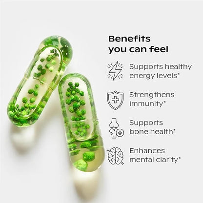 wholier Plant Based Multivitamin Vegan Omega-3 B12, Zinc, K2, Iron, 60 Count (30-Day Supply)